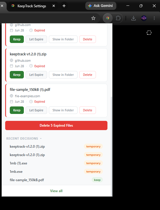 Extension Popup UI